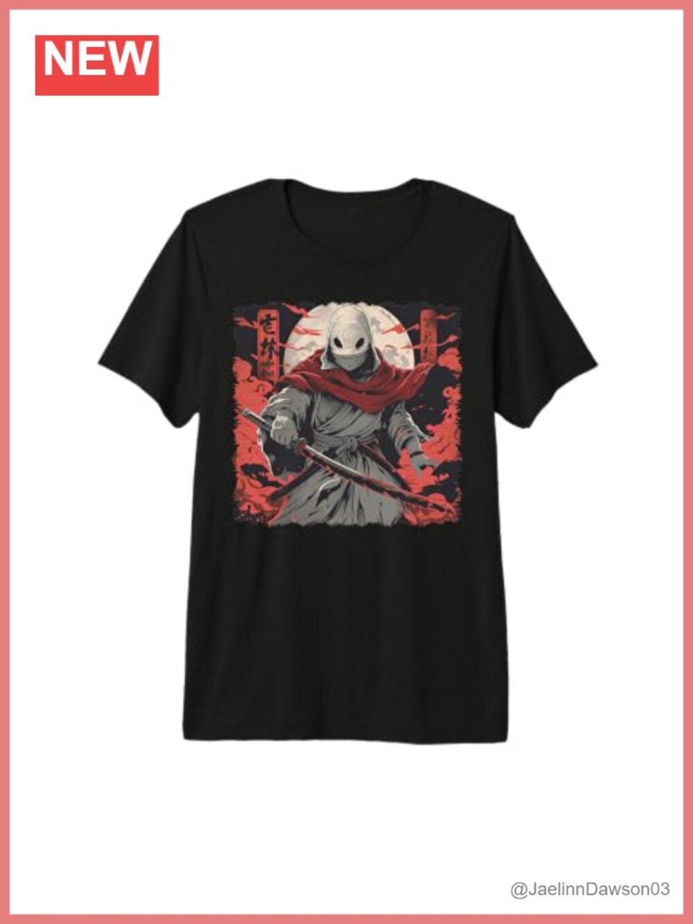 Ghost Samurai Ukiyo-e Halloween Graphic Tee Tri-blend Crew Neck